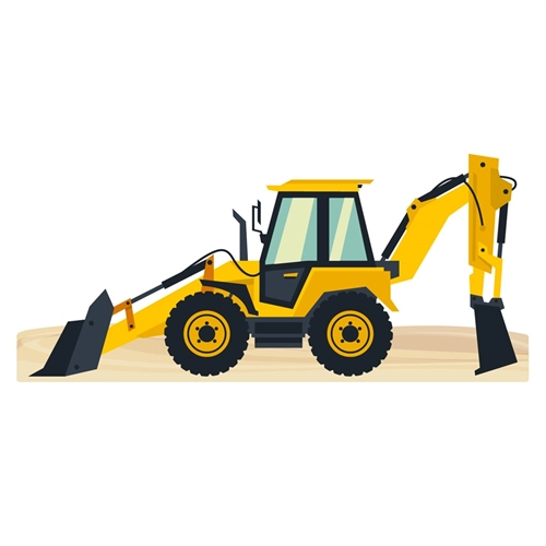 Construction Theme Backhoe Loader Digger Transparent Sticker